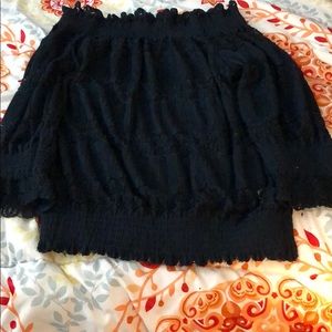 Navy blue blouse stripes are lace